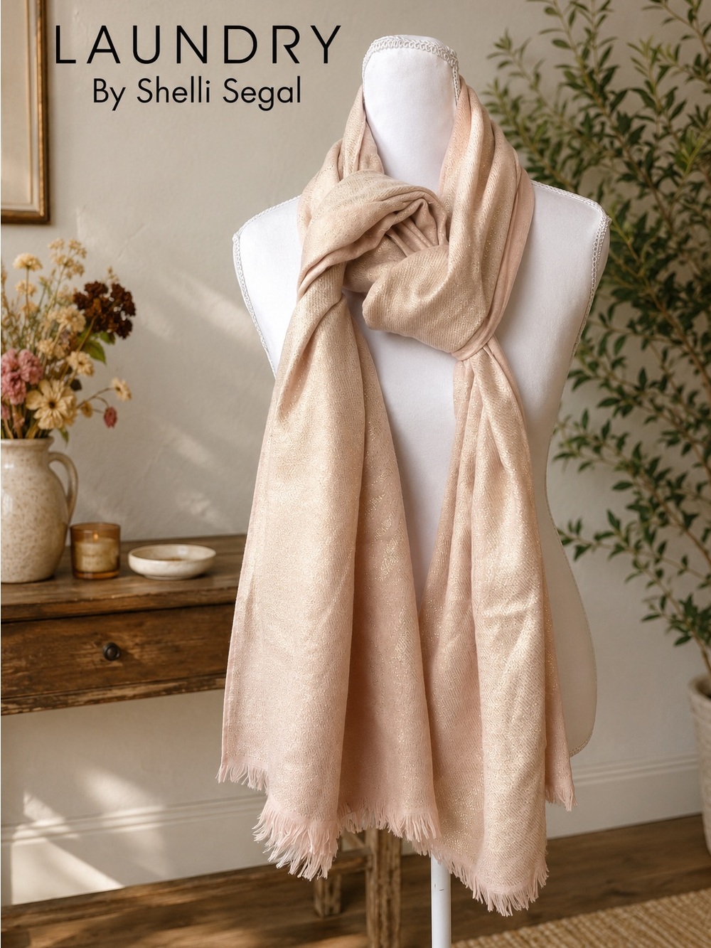 Laundry by Shelli Segal Light Pink Shimmering Wrap/Scarf
